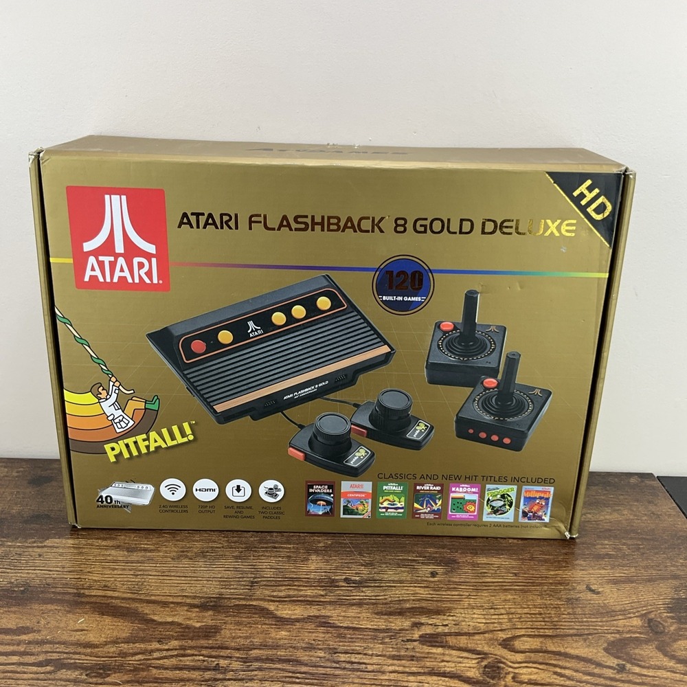 Atari Flashback 8 Gold Deluxe HDMI Retro Console 120 Games 2 Controllers + More